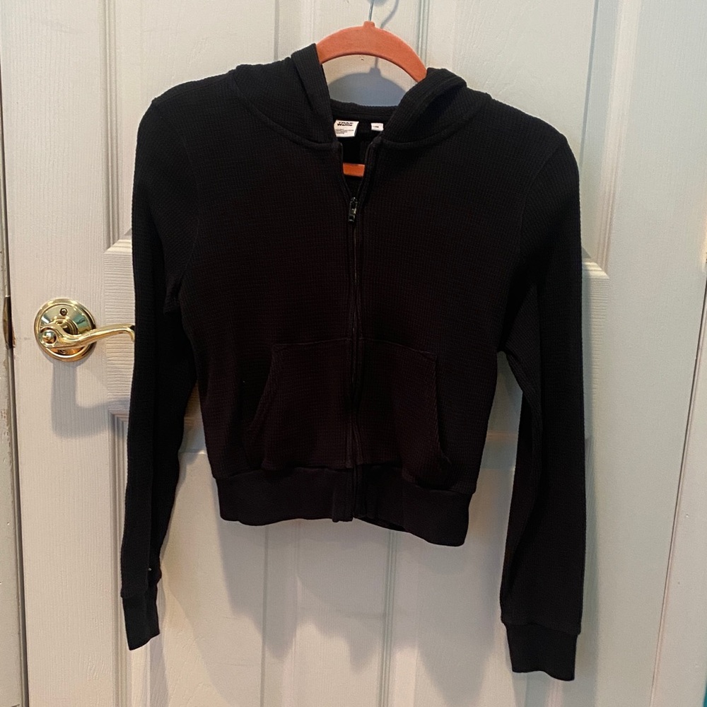 TNA Black Waffle Knit Hoodie